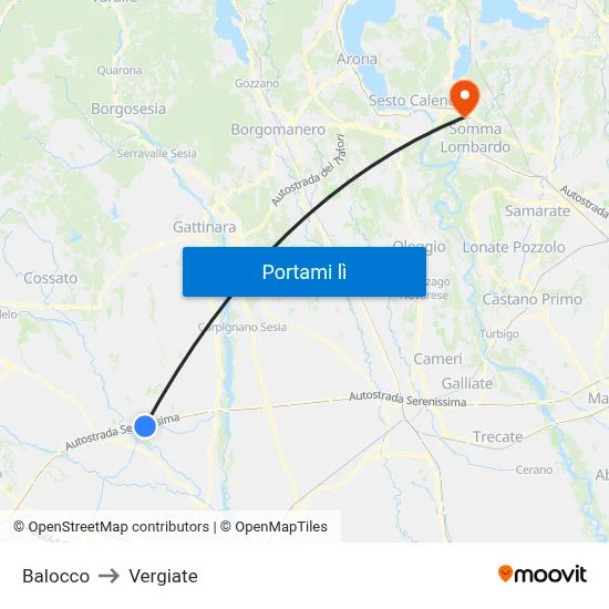Balocco to Vergiate map