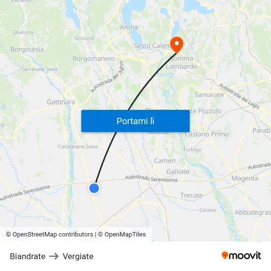 Biandrate to Vergiate map