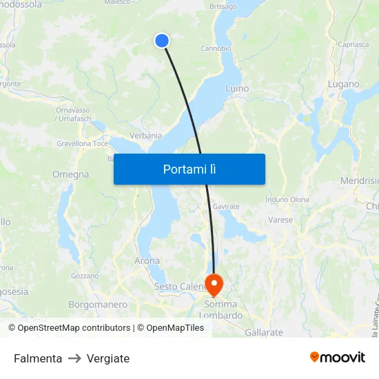 Falmenta to Vergiate map