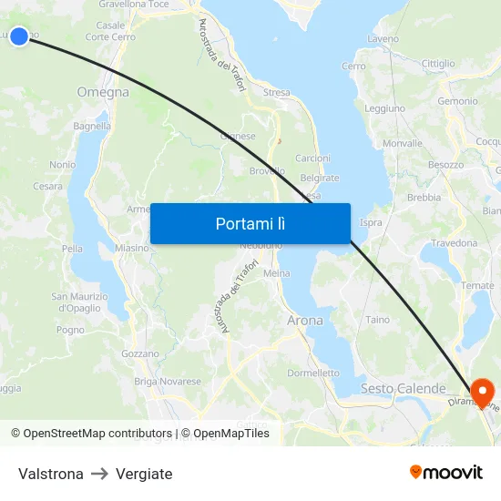 Valstrona to Vergiate map
