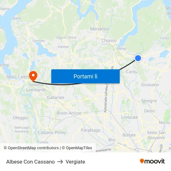 Albese Con Cassano to Vergiate map