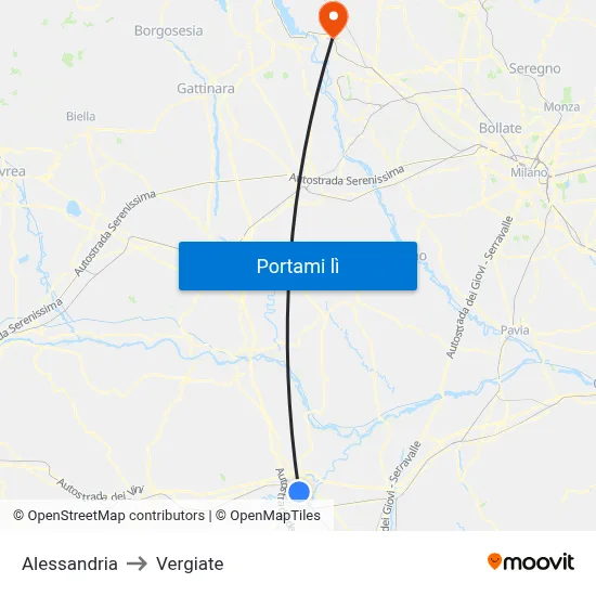 Alessandria to Vergiate map
