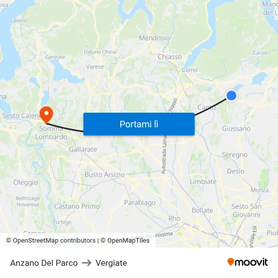 Anzano Del Parco to Vergiate map