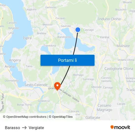 Barasso to Vergiate map
