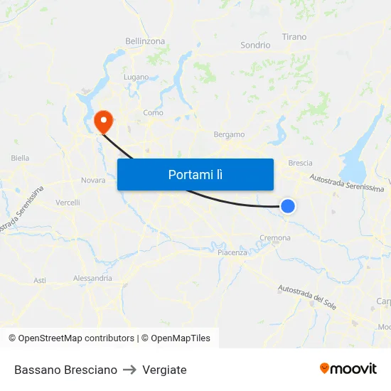 Bassano Bresciano to Vergiate map