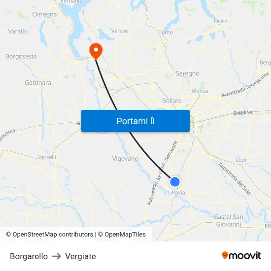 Borgarello to Vergiate map