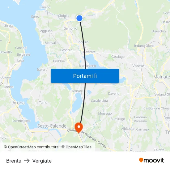 Brenta to Vergiate map