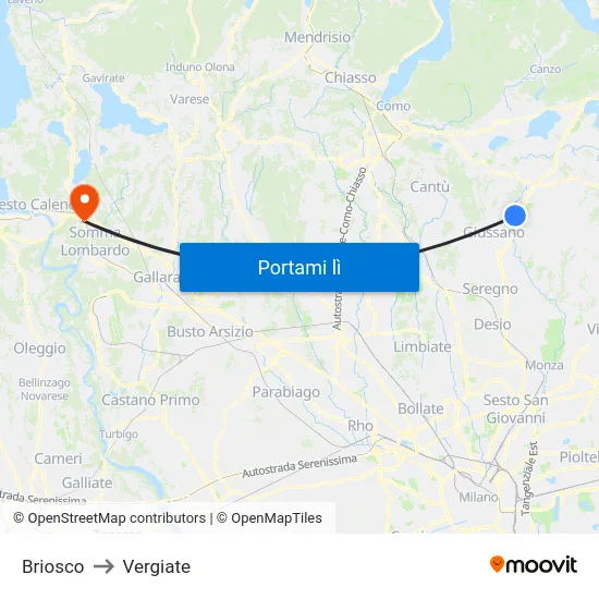 Briosco to Vergiate map