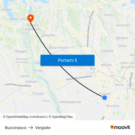 Buccinasco to Vergiate map