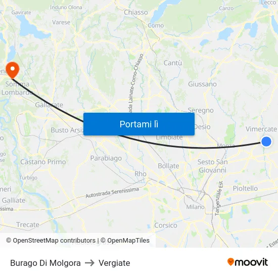 Burago Di Molgora to Vergiate map