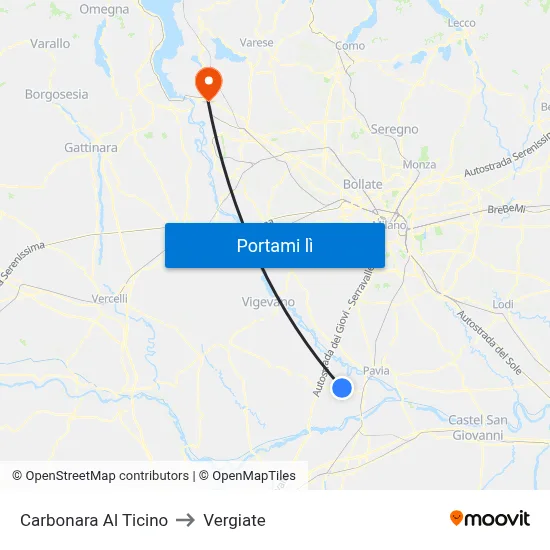 Carbonara Al Ticino to Vergiate map