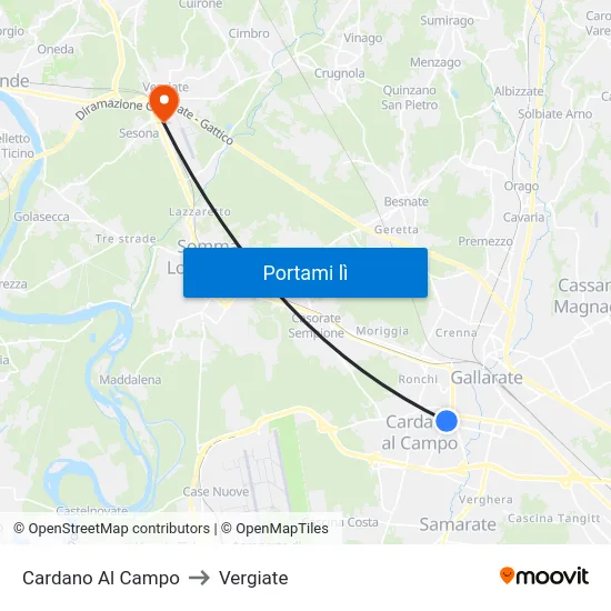 Cardano Al Campo to Vergiate map