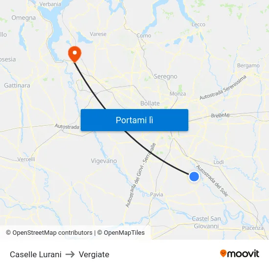 Caselle Lurani to Vergiate map