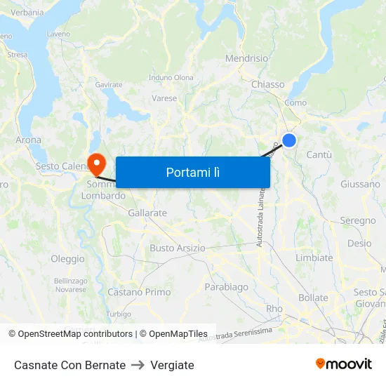 Casnate Con Bernate to Vergiate map