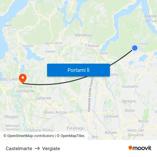 Castelmarte to Vergiate map