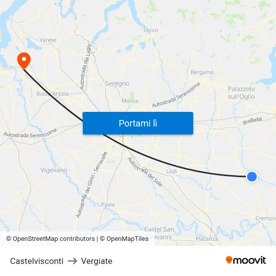 Castelvisconti to Vergiate map
