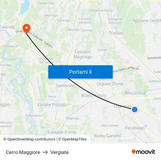Cerro Maggiore to Vergiate map