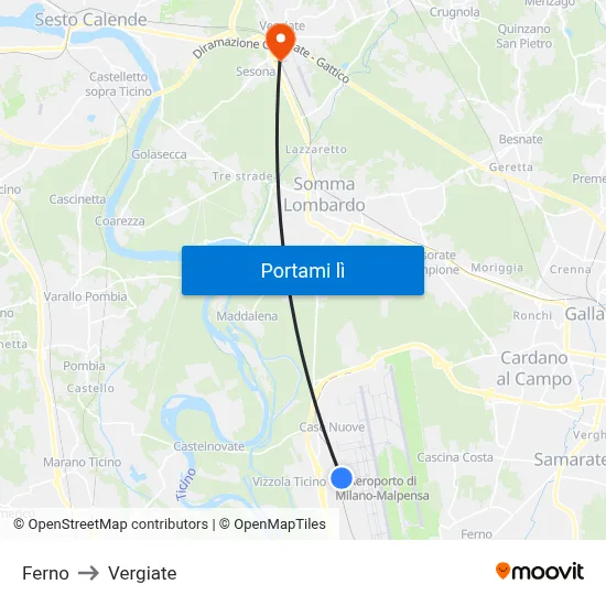 Ferno to Vergiate map