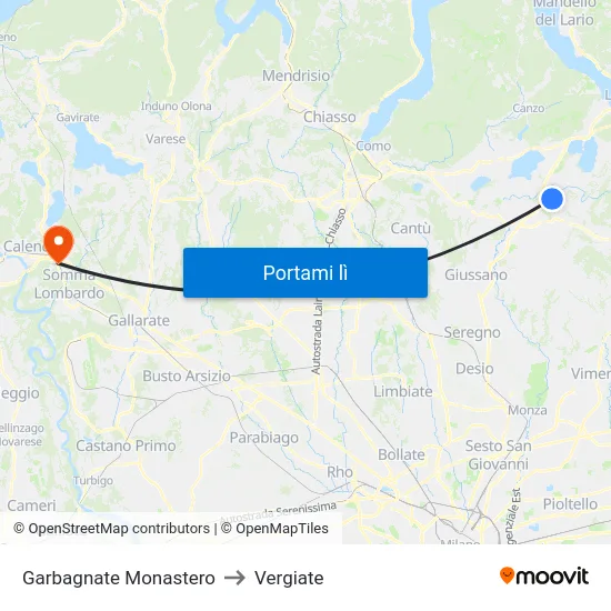 Garbagnate Monastero to Vergiate map