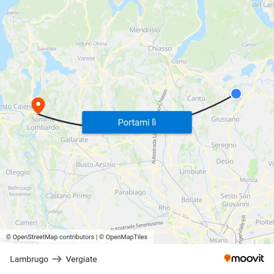 Lambrugo to Vergiate map