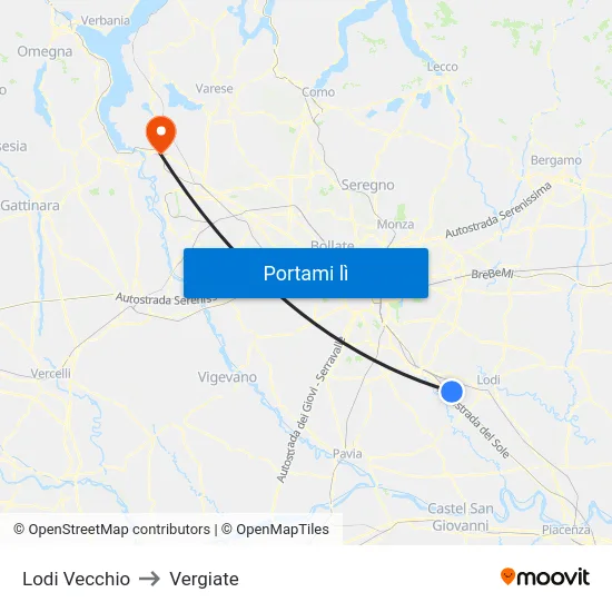 Lodi Vecchio to Vergiate map
