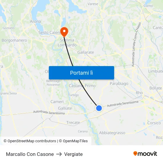 Marcallo Con Casone to Vergiate map