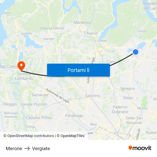 Merone to Vergiate map
