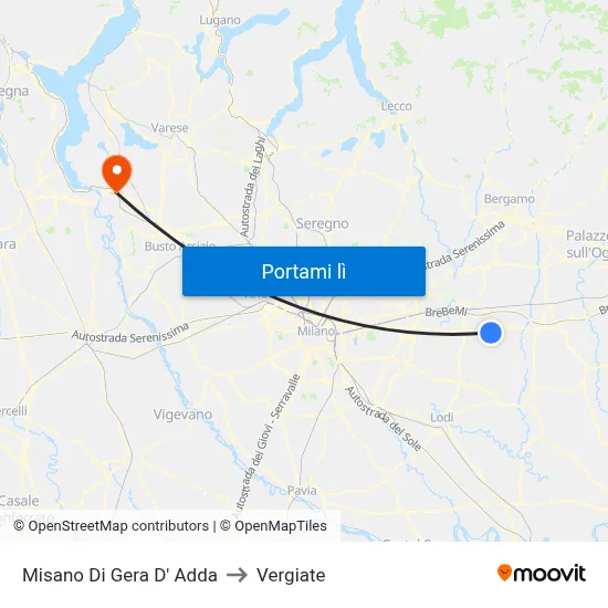 Misano Di Gera D' Adda to Vergiate map