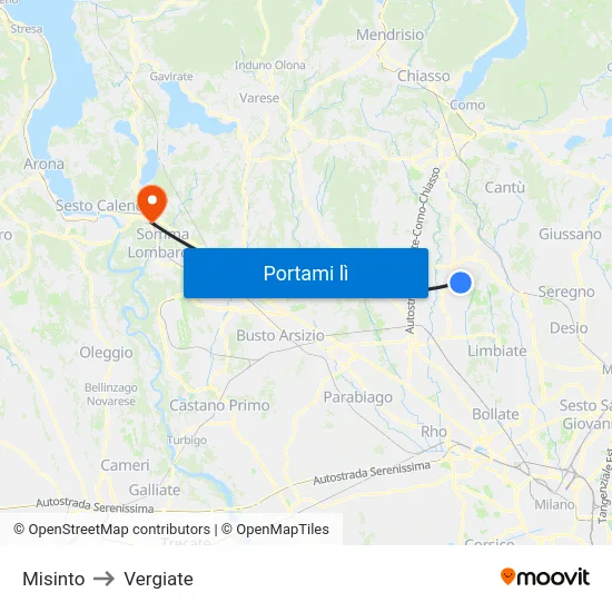 Misinto to Vergiate map