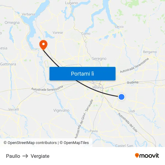 Paullo to Vergiate map