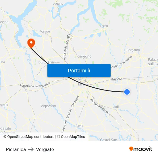 Pieranica to Vergiate map