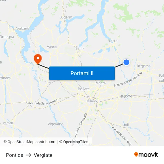 Pontida to Vergiate map