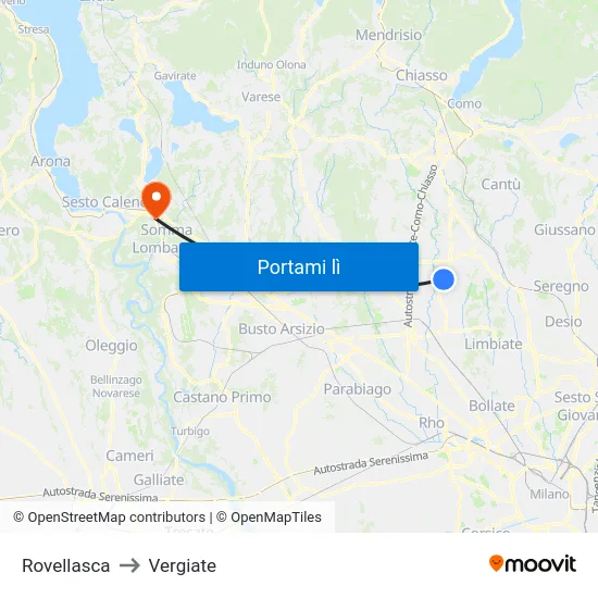 Rovellasca to Vergiate map