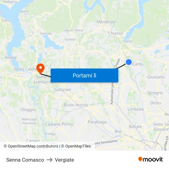 Senna Comasco to Vergiate map