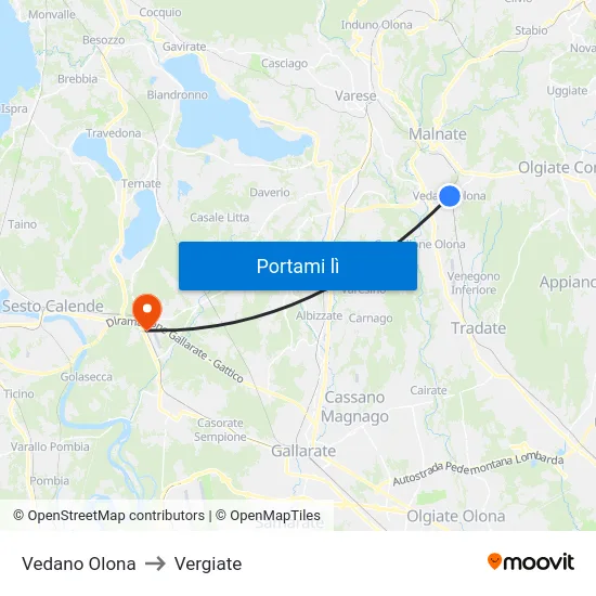 Vedano Olona to Vergiate map
