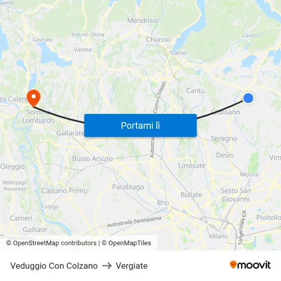 Veduggio Con Colzano to Vergiate map
