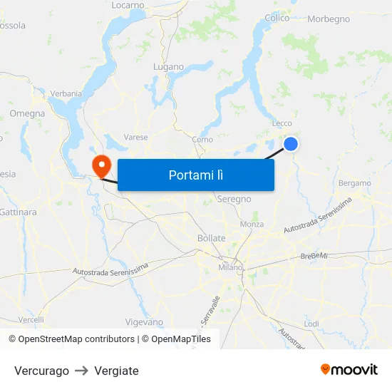 Vercurago to Vergiate map