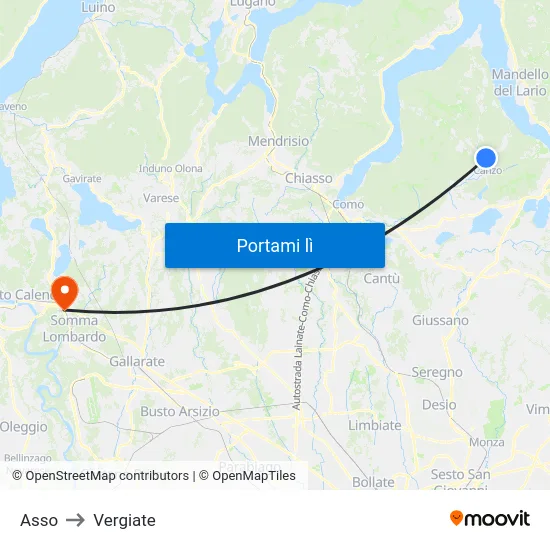 Asso to Vergiate map