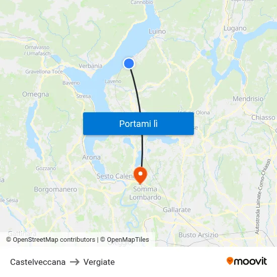 Castelveccana to Vergiate map