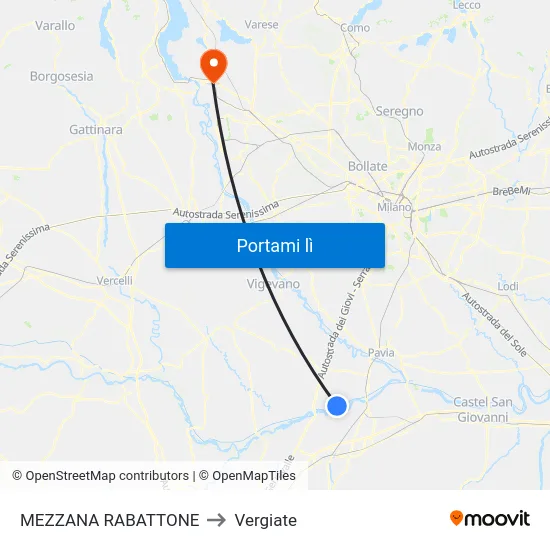 MEZZANA RABATTONE to Vergiate map