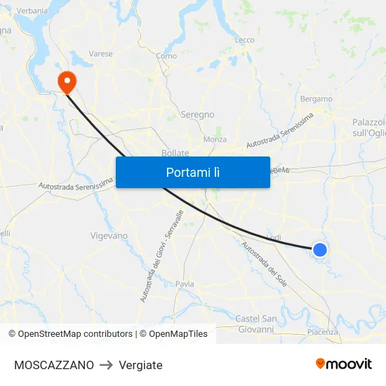 MOSCAZZANO to Vergiate map