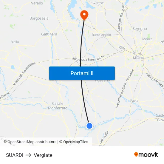 SUARDI to Vergiate map