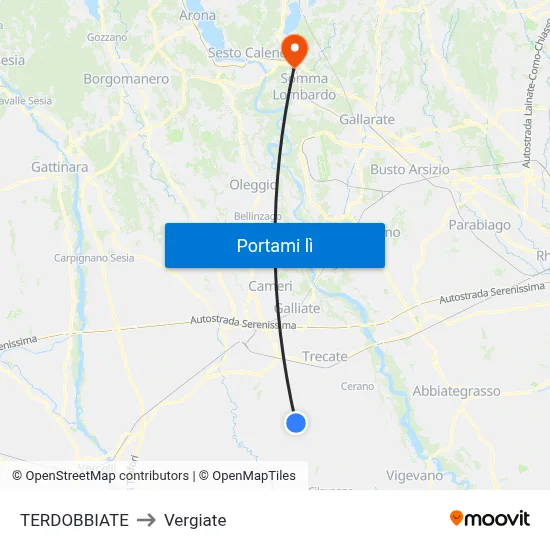 TERDOBBIATE to Vergiate map