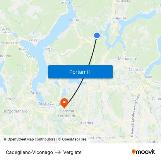 Cadegliano-Viconago to Vergiate map