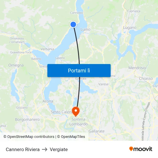 Cannero Riviera to Vergiate map