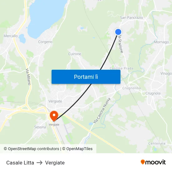 Casale Litta to Vergiate map