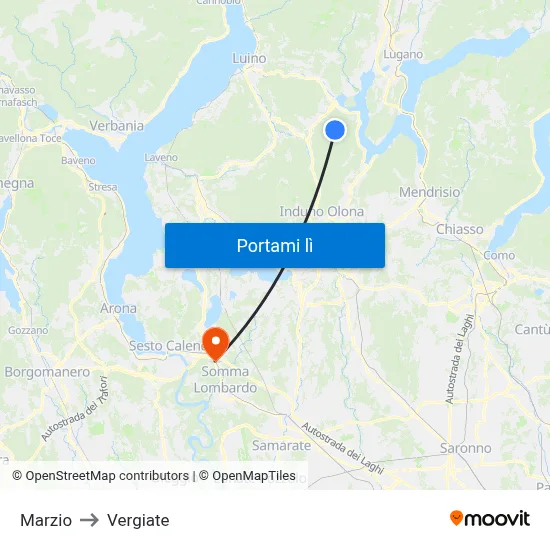 Marzio to Vergiate map
