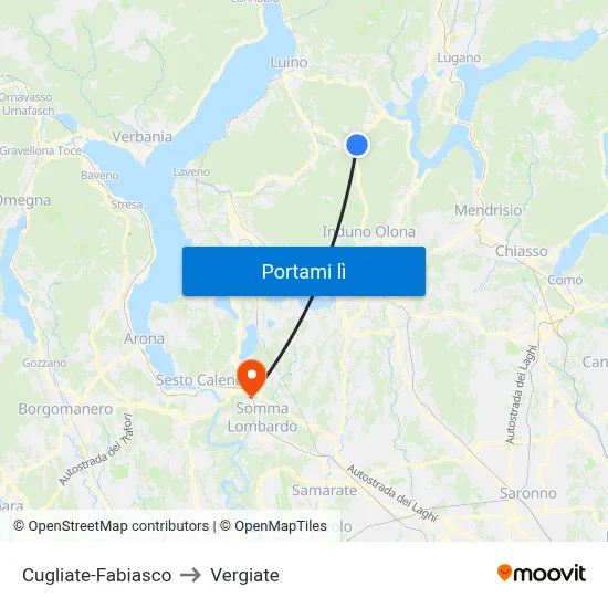 Cugliate-Fabiasco to Vergiate map