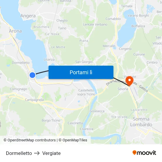Dormelletto to Vergiate map