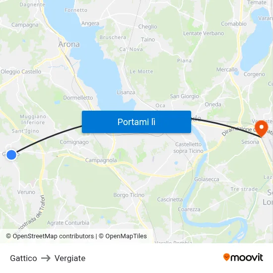 Gattico to Vergiate map